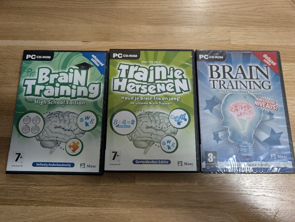 Brain Training PC CD-ROM Spellen - 3 Stuks, Spelcomputers en Games, Games | Pc, Zo goed als nieuw, Puzzel en Educatief, 1 speler