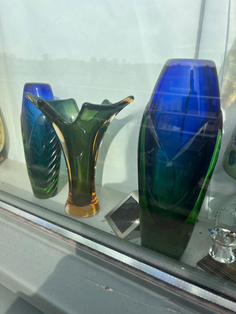 Ladislav oliva of Murano zware dikke kristal vazen, Overige kleuren, Ophalen of Verzenden, Minder dan 50 cm, Glas