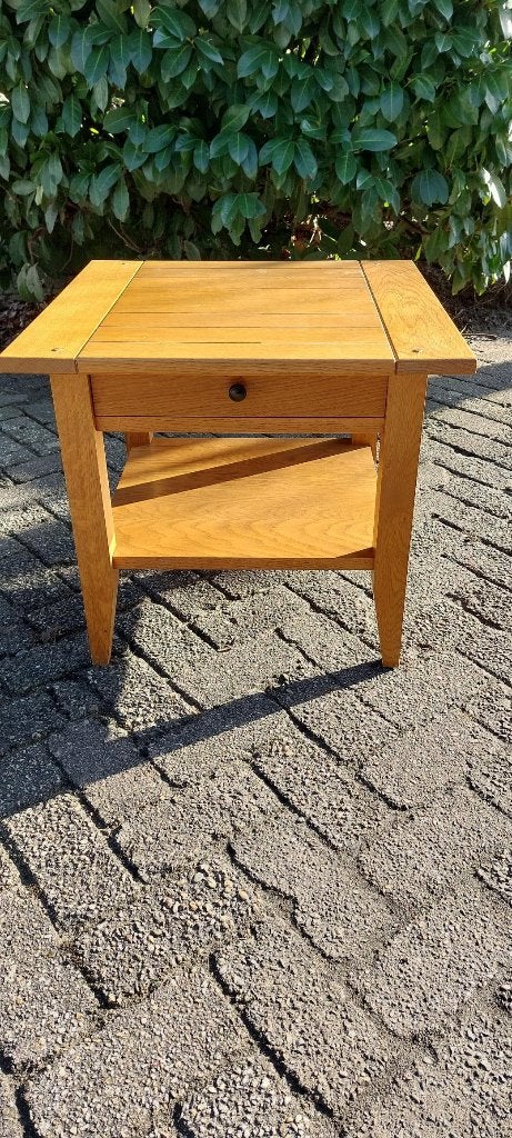 Blank Antiek / massief eiken tafel /bijzettafel/nachtkastje, 50 – 75, 50 tot 100 cm, Eikenhout, Zo goed als nieuw