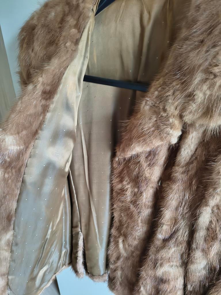 Vintage Bontjas Dames - Bruin, maat 40-42, Kleding | Dames, Jassen | Winter, Ophalen of Verzenden, Gedragen, Maat 38/40 (M), Bruin