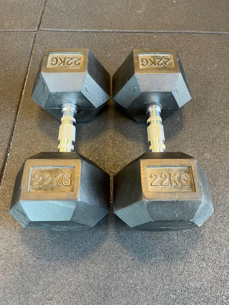Hexagon dumbell set 22kg t/m 30kg van Lifemaxx, Ophalen, Zo goed als nieuw, Dumbbell