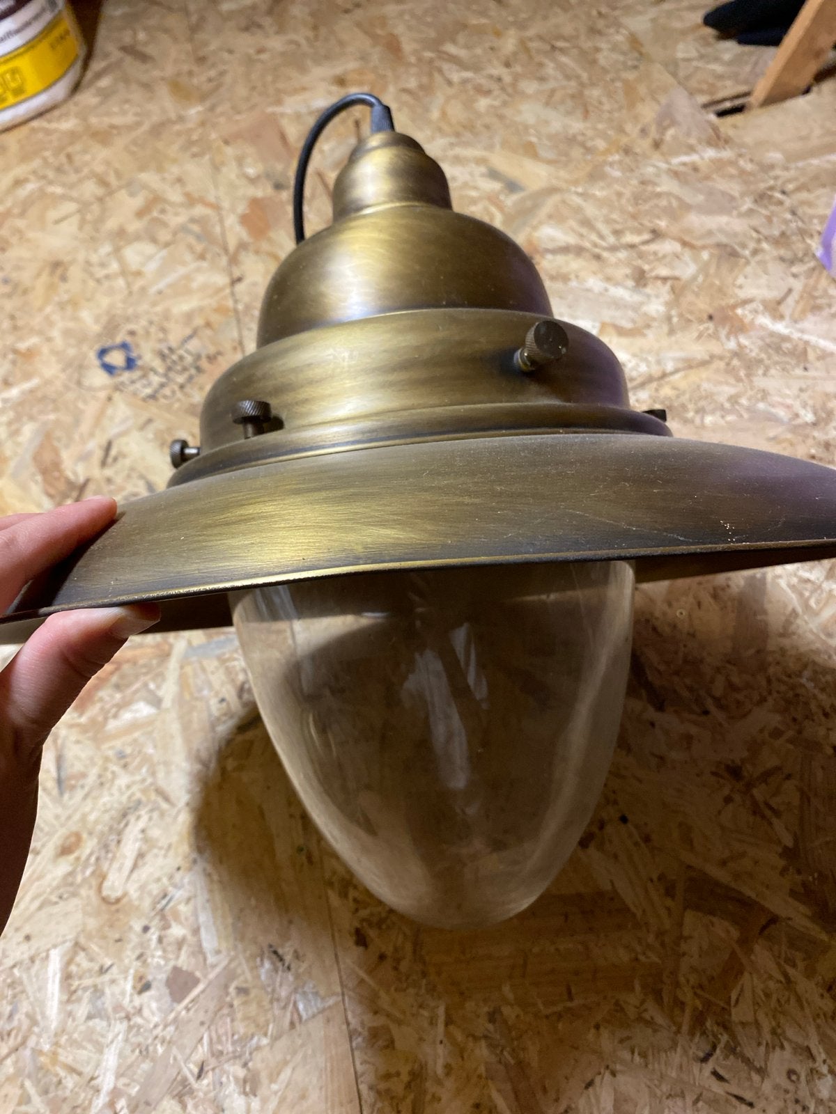 Vintage industriële [40cm] hanglamp bootlamp - goud brons, Industrieel, Zo goed als nieuw, Goud, Ophalen