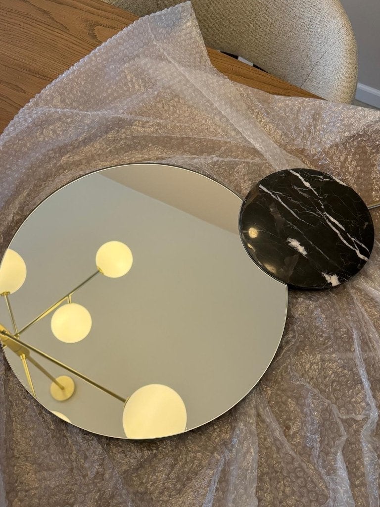 La Redoute AM.PM Opanax wandspiegel – zwart marmer & goud, Ophalen, Minder dan 50 cm, Rond, Zo goed als nieuw