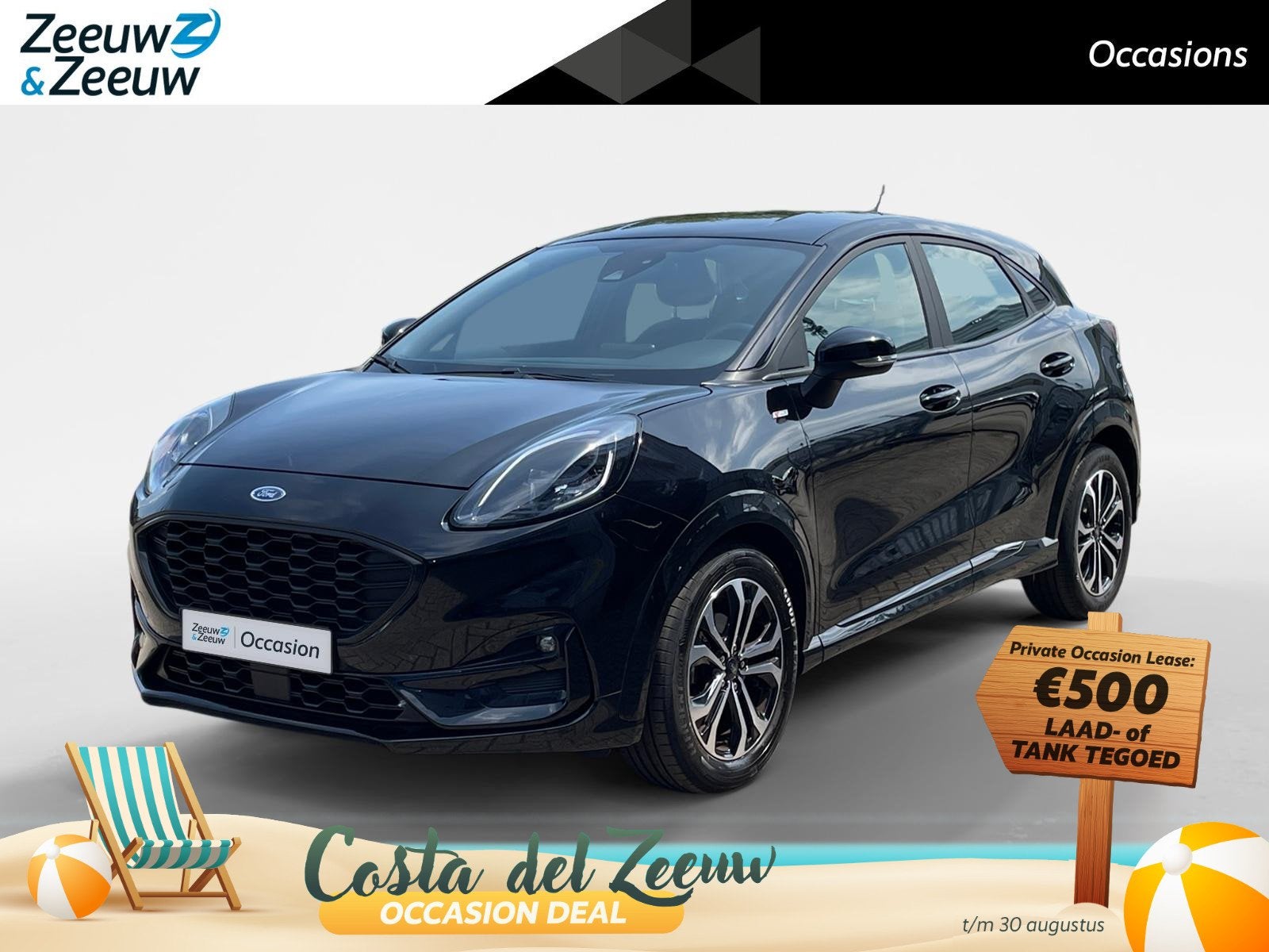 Ford Puma 1.0 EcoBoost Hybrid ST-Line | Trekhaak | Stuur sto, Auto's, Ford, Voorwielaandrijving, Zwart, Bedrijf, Handgeschakeld