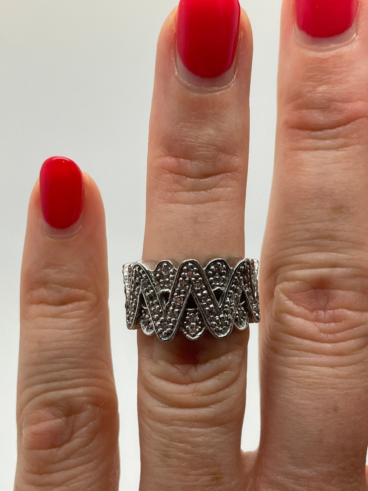 E583 Prachtige zilveren ring met zirkonia maat 16,5, Ophalen of Verzenden, X, Dame, Zilver