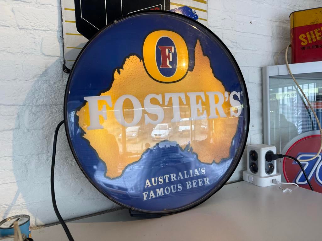 Vintage Foster's Beer Lichtbak - Australisch Reclamebord, Verzamelen, Ophalen, Gebruikt, ., Lichtbak of (neon) lamp