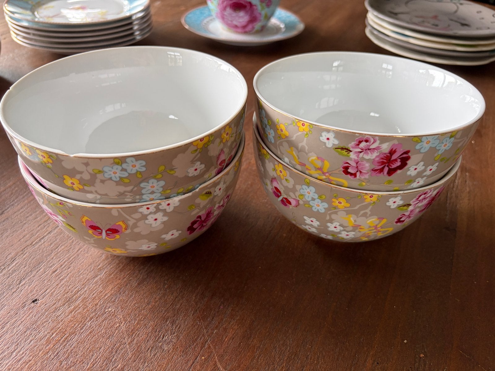 Pip Studio Ribbon Rose Khaki Kommen - Set van 4, Pip Studio, Ophalen of Verzenden, Zo goed als nieuw, Kom(men)