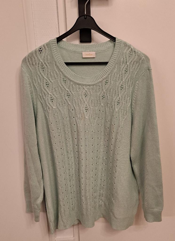 Atelier mintgroene ajourtrui - 50, Trui of Vest, Zo goed als nieuw, Groen, Ateliet