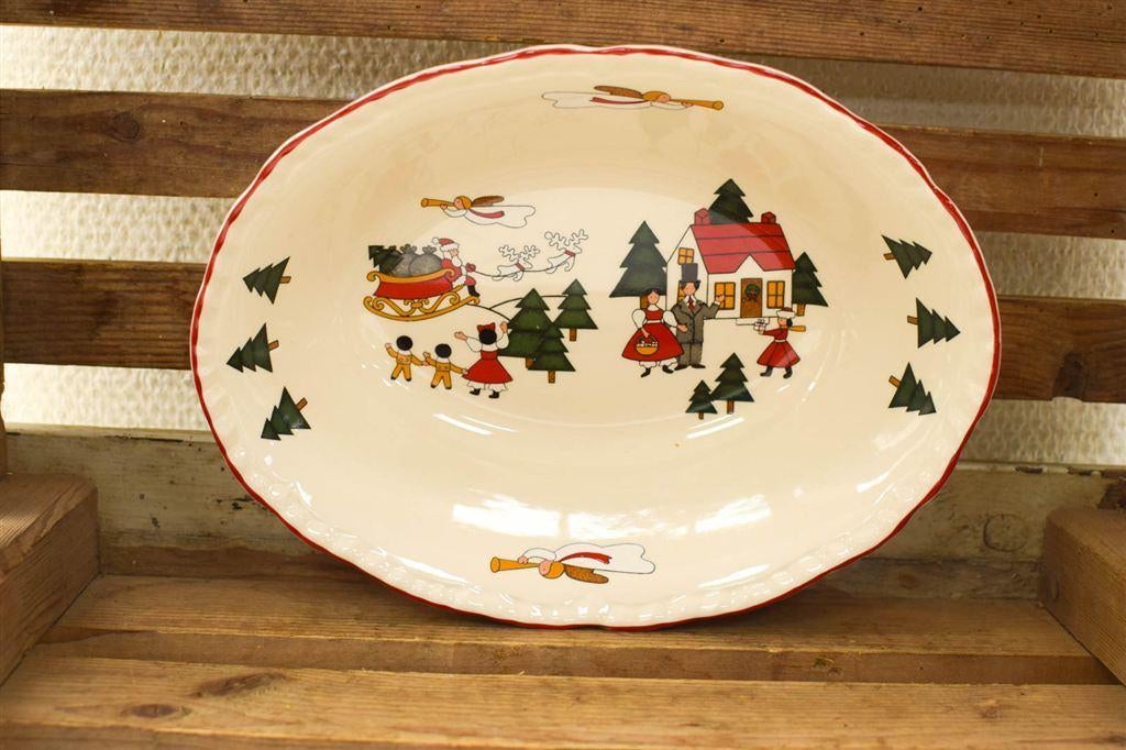 Masons Christmas Village porseleinen ovale schaal 50852, Huis en Inrichting, Keuken | Servies, Gebruikt, Ophalen of Verzenden