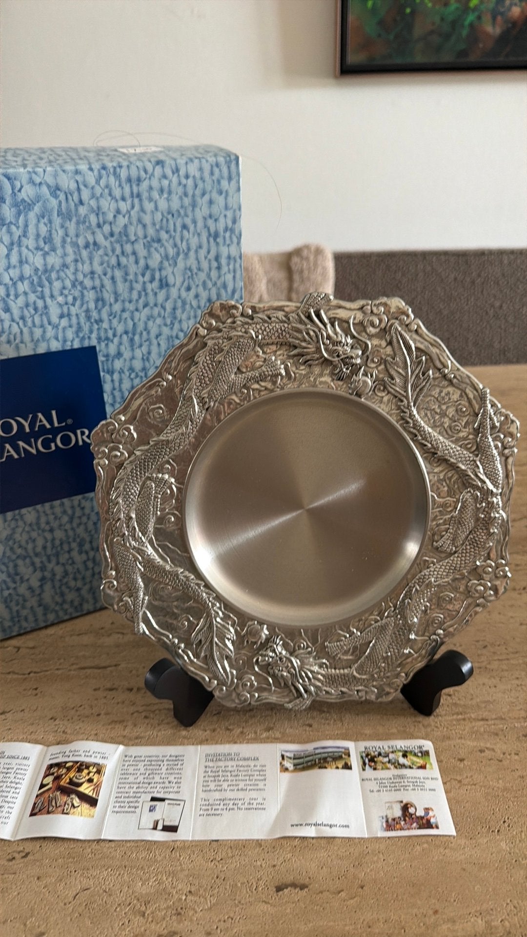 Luxe Royal Selangor Tinnen Draken Schaal / Wandbord – 100%, Antiek en Kunst, Ophalen of Verzenden