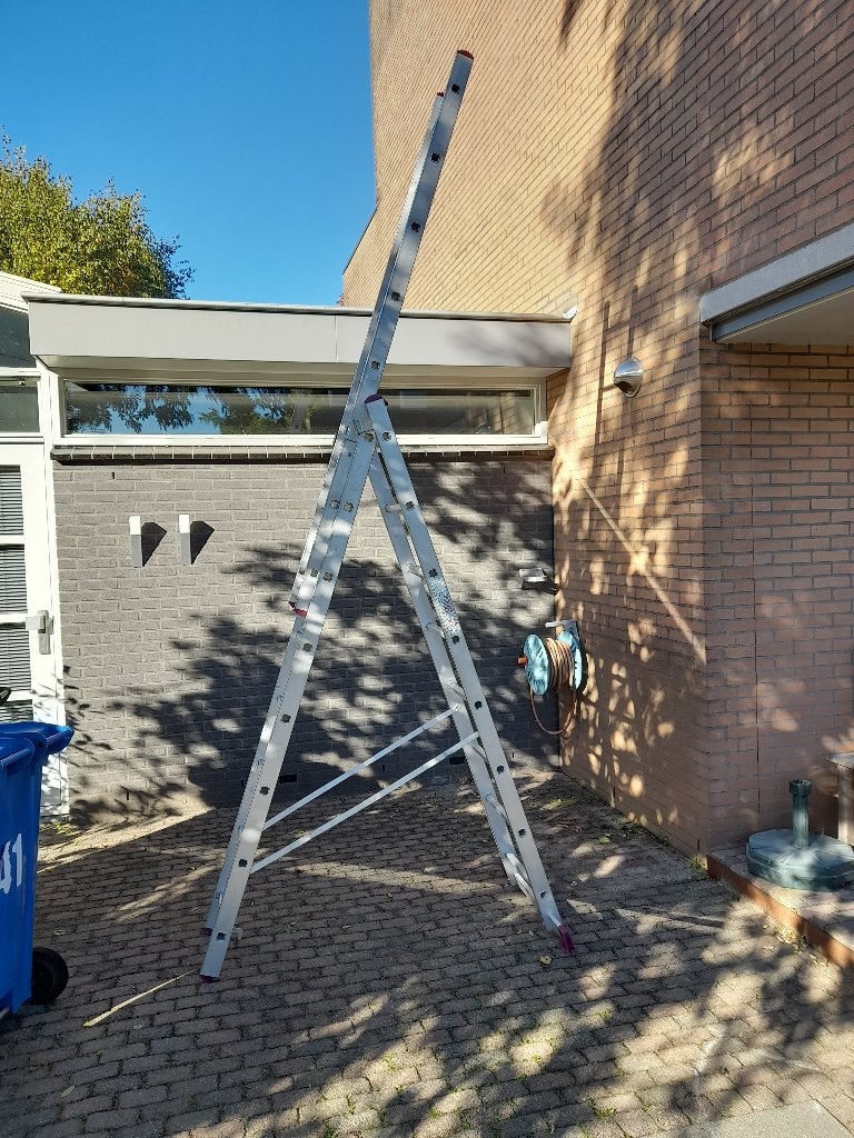 3-delige reformladder met muurafhouder, Ophalen, Gebruikt, Ladder, Opvouwbaar of Inschuifbaar