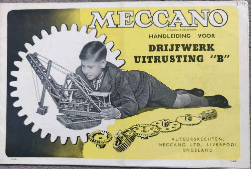 Meccano Drijfwerk Uitrusting B, handleiding extra onderdelen, Antiek en Kunst, Antiek | Speelgoed, Ophalen of Verzenden