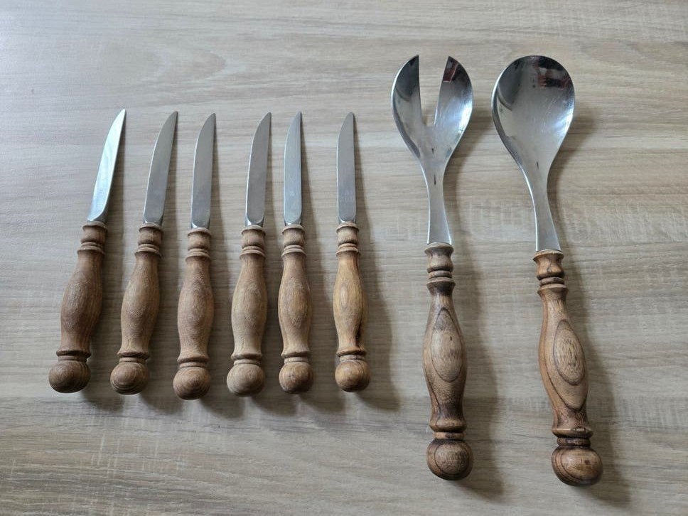 WMF Burgund Bestekset – 6 Messen & Saladebestek – Jaren 70, Ophalen of Verzenden