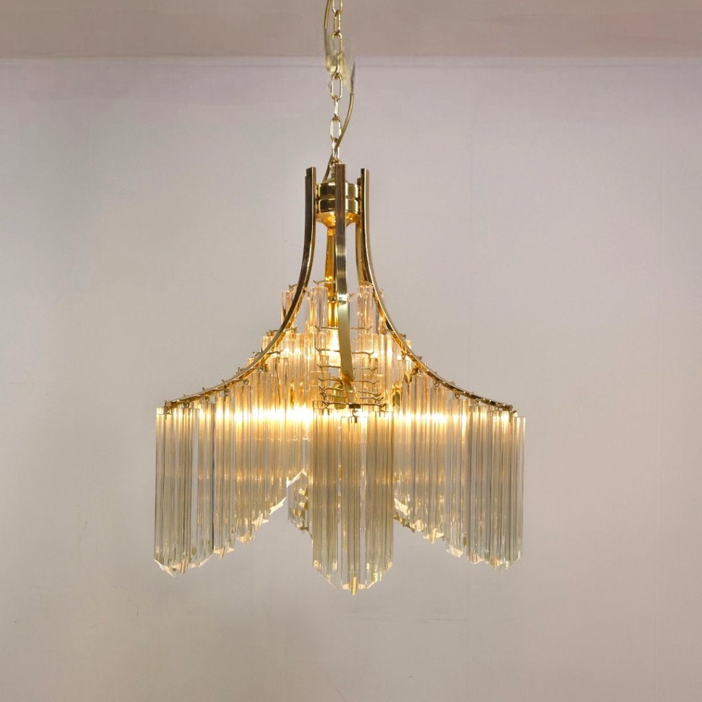 Venini waterval murano XL kroonluchter mid century Italiaans, Ophalen, Zo goed als nieuw, Glas, E27 (groot)