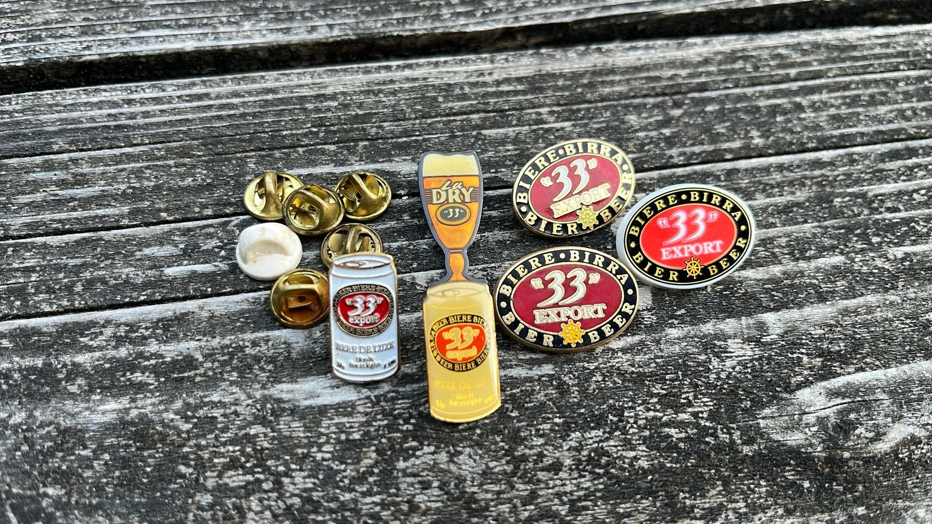 Bierpins '33 Export' - Set van 5 Vintage Speldjes, Verzamelen, Ophalen of Verzenden, Gebruikt, Overige typen, Overige merken