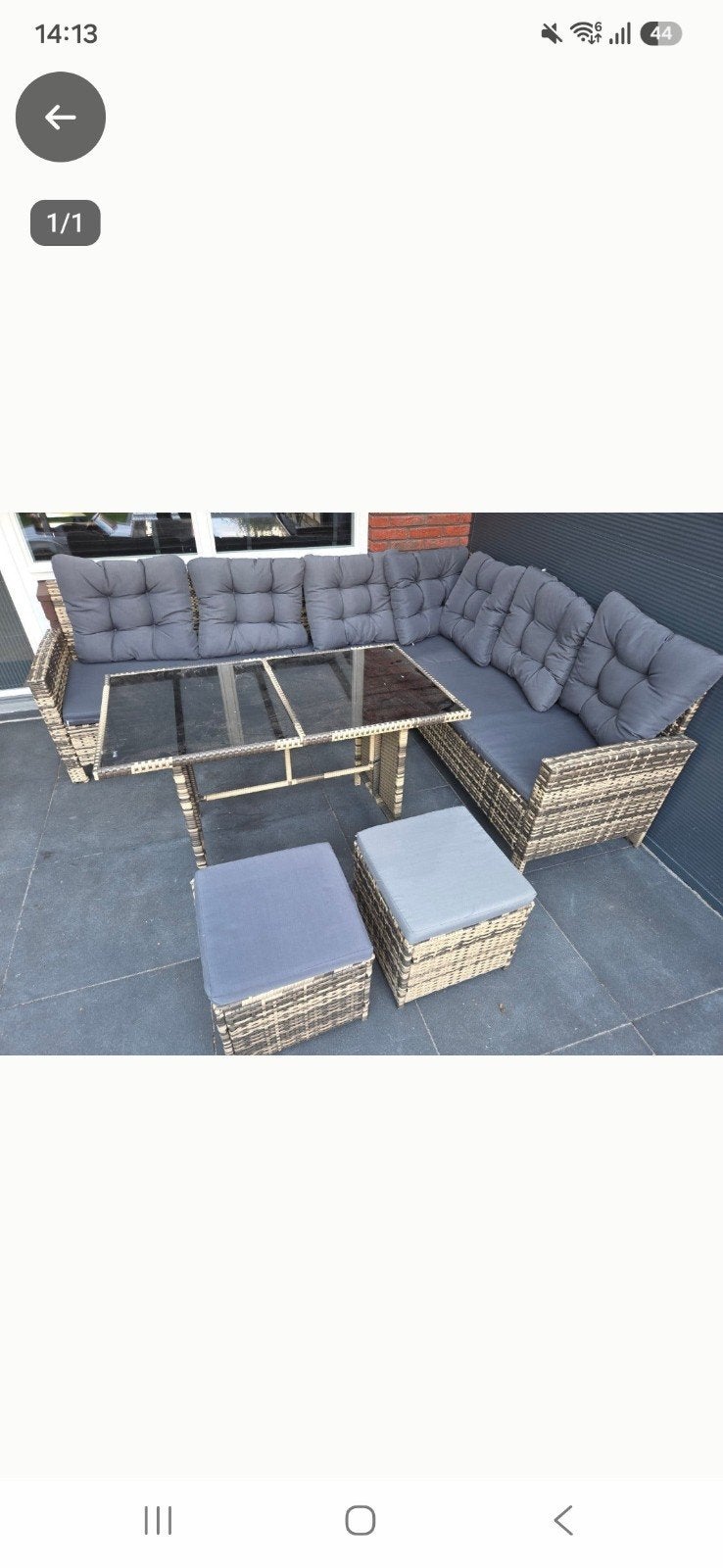 Complete Wicker Loungeset met Tafel en Hocker, Tuin en Terras, Tuinsets en Loungesets, Ophalen, Gebruikt, Meer dan 8 zitplaatsen