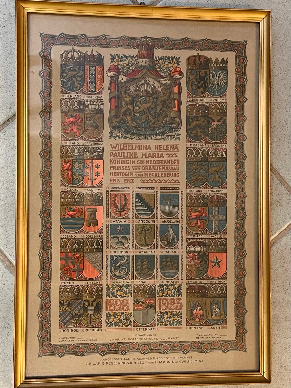 Historische Print Koningin Wilhelmina Jubileum 1898-1923, 50 – 75, Gebruikt, Ophalen of Verzenden, Print