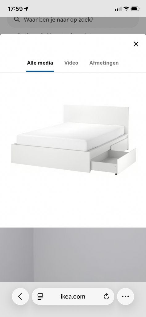 Te koop 2 persoons Bed 176 cm breed. 4 lades in goede staat., Ophalen, Gebruikt, Wit, Tweepersoons