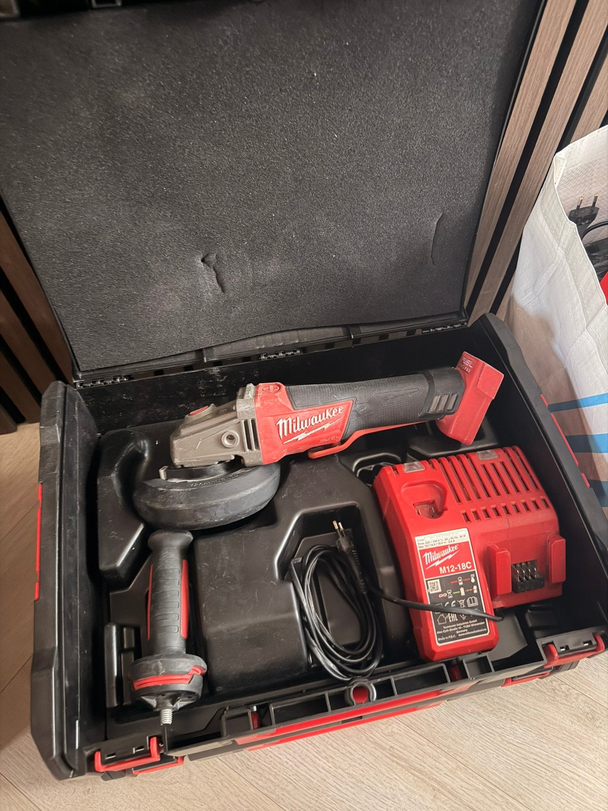 Milwaukee M18 ONEFSAG 125XPDB-OX slijptol, Ophalen of Verzenden, Gebruikt, 1000 watt of meer, Haakse handslijpmachine