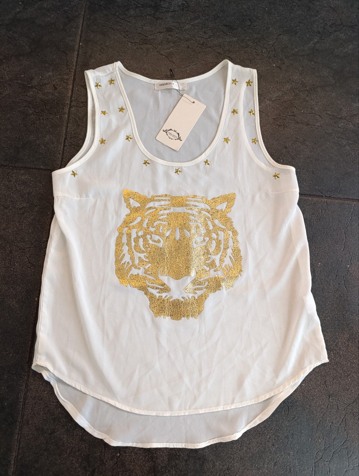 Roomkleurige top ~ tijger ~ maat M, Kleding | Dames, Maat 38/40 (M), Overige kleuren, Nieuw, Ophalen of Verzenden