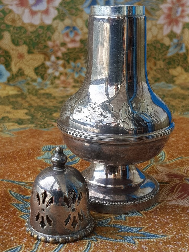 Antieke silverplate strooier uit Engeland 16,2 cm., Antiek en Kunst, Ophalen of Verzenden