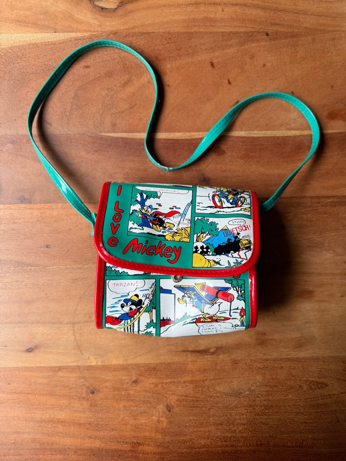 Disney Mickey Mouse Stripverhaal Vinyl Schoudertas Groen, Sieraden, Tassen en Uiterlijk, Ophalen of Verzenden, Rood