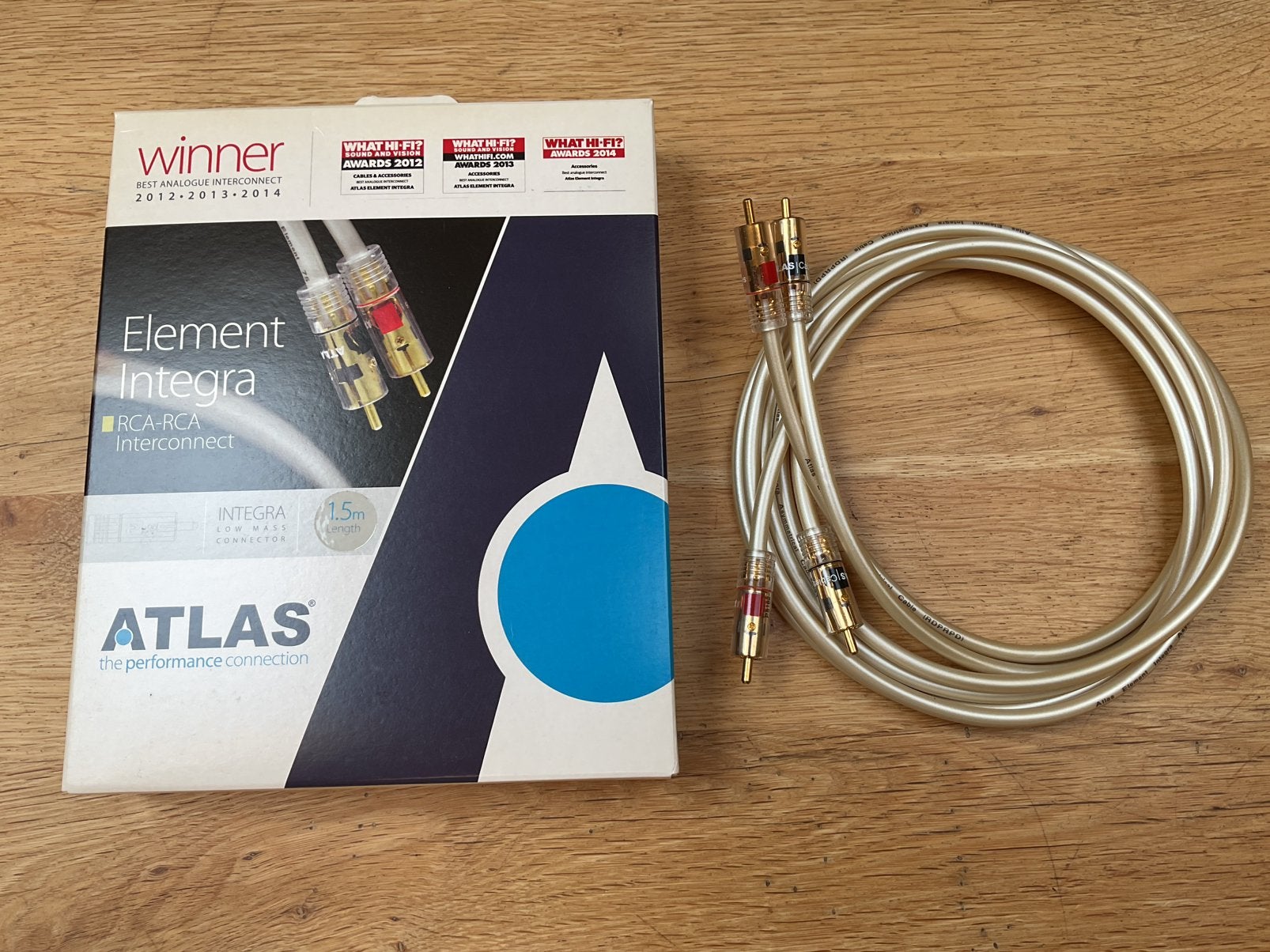 Atlas Element Integra stereo rca interconnect 1,5m met ovp, Ophalen of Verzenden, Gebruikt, Minder dan 2 meter, Interlink-kabel