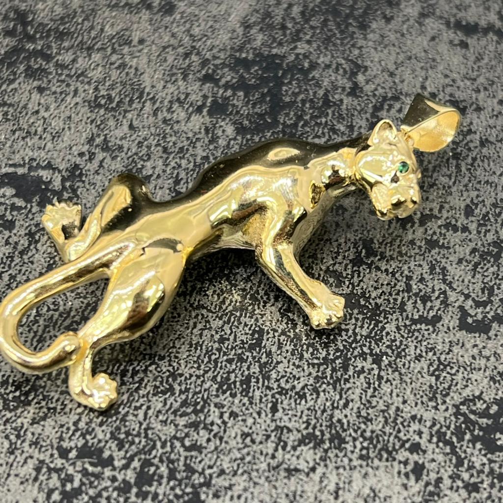14 karaat gouden panter kettinghanger hanger groot, Ophalen of Verzenden, Nieuw, Goud, Kruis of Symbool