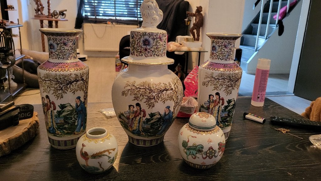 Prachtige complete set Chinees sierporselein, Antiek en Kunst, Ophalen