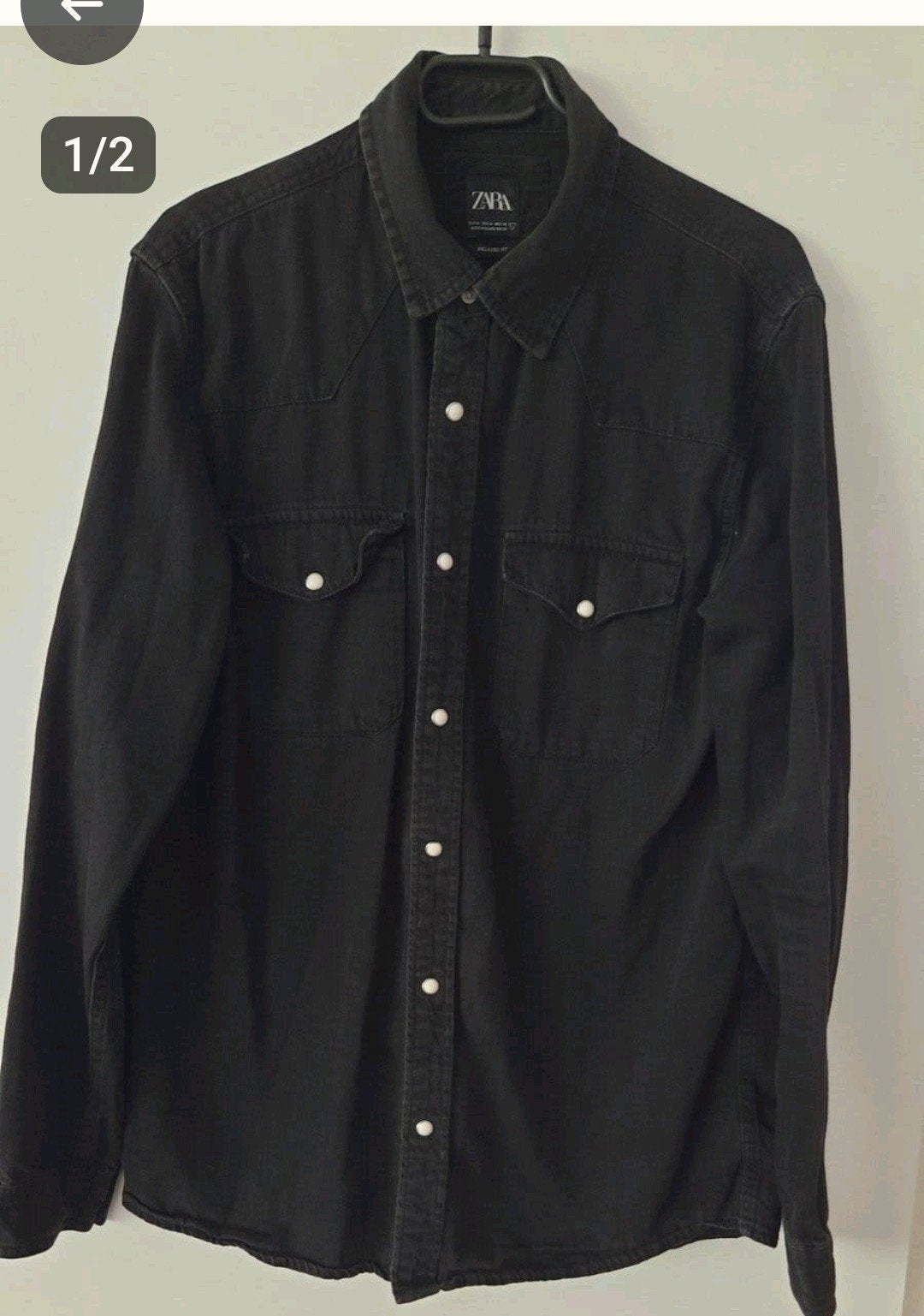 Zwarte Zara spijkerblouse - Maat M, Ophalen of Verzenden, Zo goed als nieuw, Zwart
