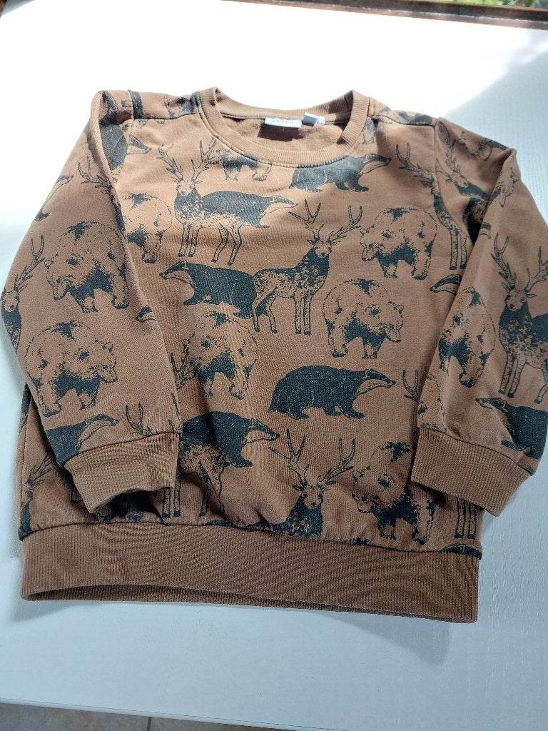 bruine trui met diermotief, herten, beren mt. 98, 'name it', Kinderen en Baby's, Kinderkleding | Maat 98, Meisje, Trui of Vest