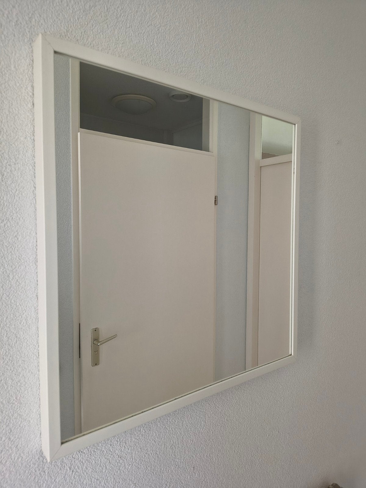 Witte vierkante spiegel, Ophalen, Vierkant, Zo goed als nieuw, Minder dan 100 cm