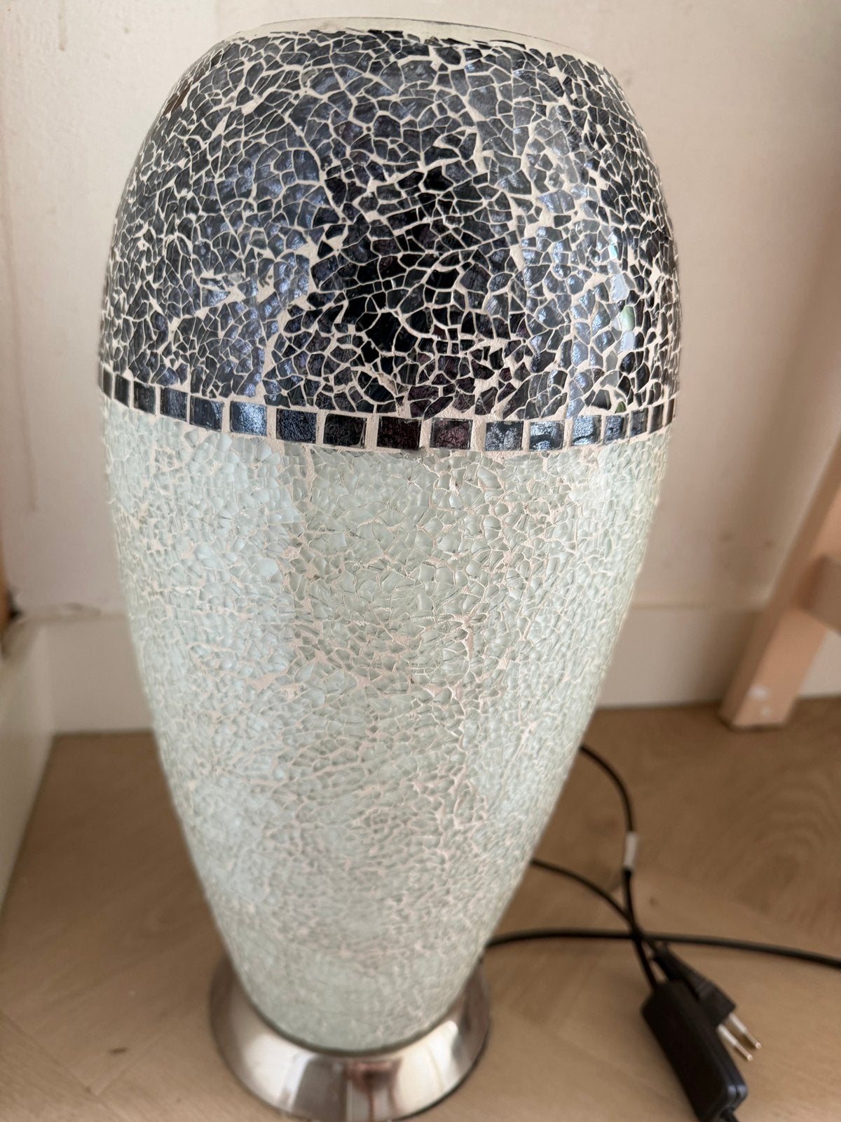 Mozaïek tafellamp - Zwart en wit glas, Overige merken, Meerkleurig, E27 (groot), Zo goed als nieuw