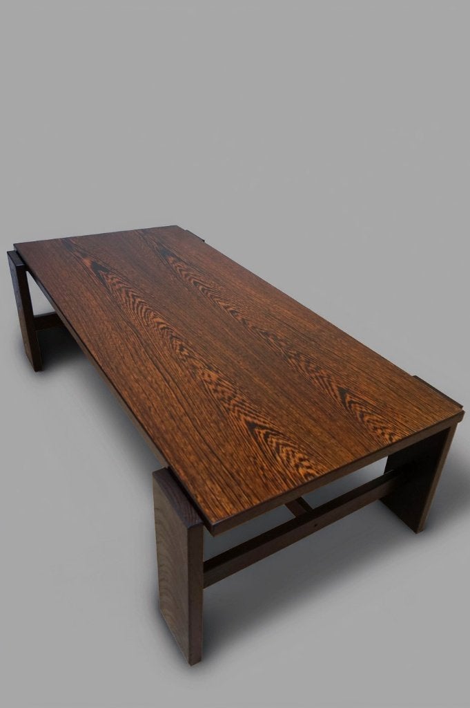 Vintage houten salontafel met wit omkeerbaar blad, 1960s, Ophalen, Gebruikt, 100 tot 150 cm, 50 tot 100 cm