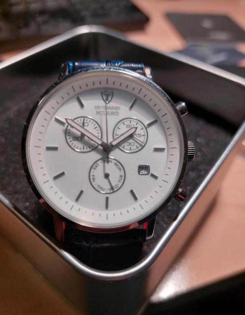 Detomaso Chronograaf Horloge - Complete Set, Ophalen of Verzenden, Zo goed als nieuw, Grijs