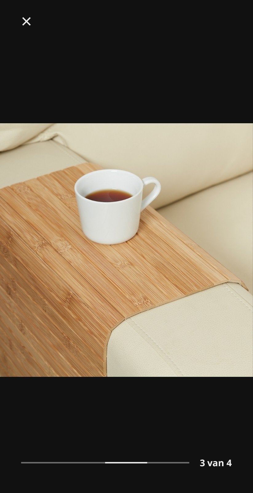 IKEA RODEBY Bamboe Armleuning Dienblad, Huis en Inrichting, Ophalen, Zo goed als nieuw, Bruin, Hout