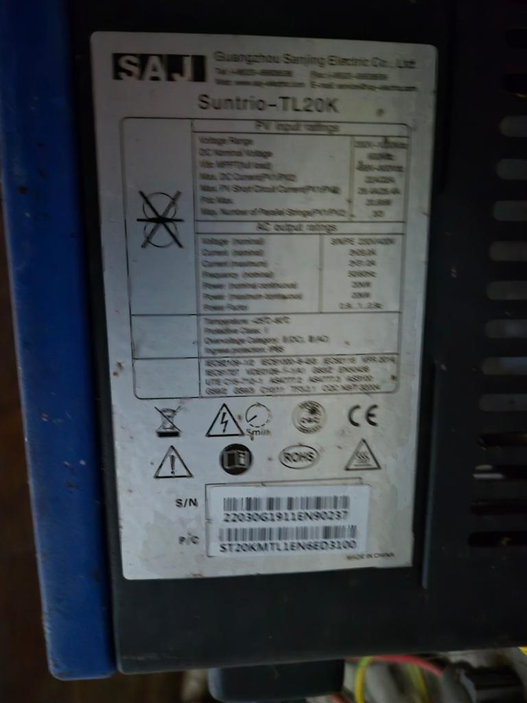SAJ suntrio-TL20K Omvormer met Simax Green Zonnepanelen, Doe-het-zelf en Verbouw, Zonnepanelen en Toebehoren, Ophalen, Gebruikt