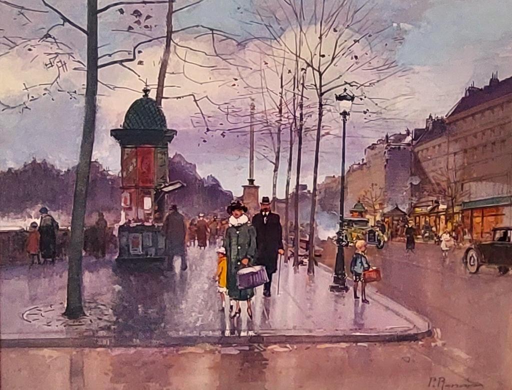 Paul Renard 1942-1997.  ''Parijs stadsgezicht'', Ophalen of Verzenden