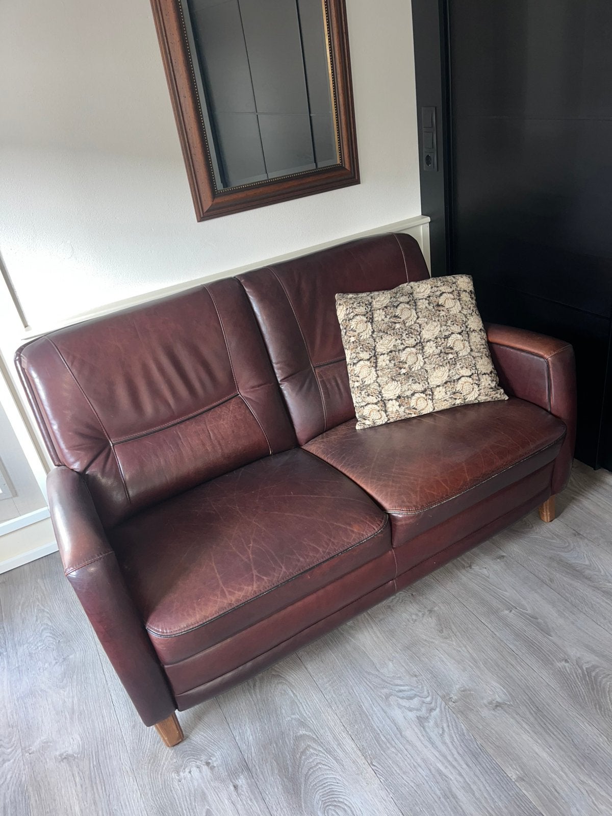 Leren tweezitsbank, Ophalen, Gebruikt, Minder dan 75 cm, 150 tot 200 cm
