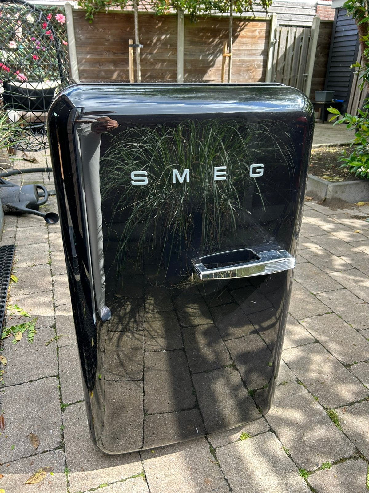 Smeg koelkast zwart, Witgoed en Apparatuur, Koelkasten en IJskasten, Ophalen, 200 liter of meer, 160 cm of meer, Zo goed als nieuw