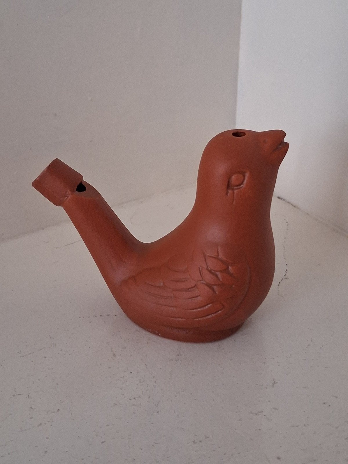 Terracotta Waterfluitje Vogel – Zeer Heldere Klank (5,5 cm), Ophalen of Verzenden