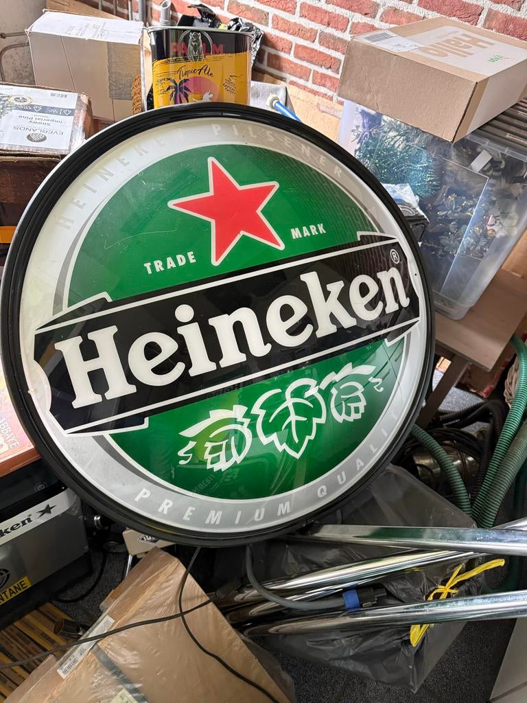 Heineken Lichtbak Reclamebord - Vintage Bier Decoratie, Verzamelen, Biermerken, Ophalen, Gebruikt