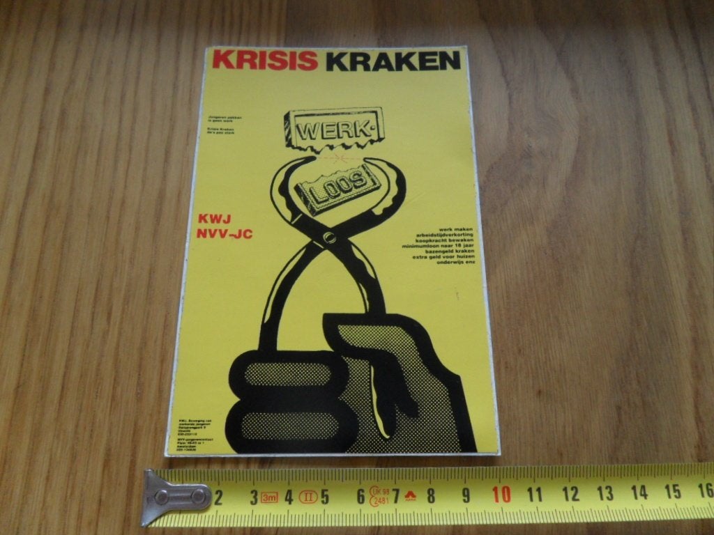 sticker Krisis Kraken Werkloos  KWJ  NVV-JC, Verzamelen, Ophalen of Verzenden, Zo goed als nieuw