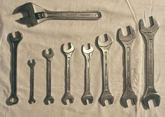 Facom steeksleutelset inch + verstelbare moersleutel, Ophalen of Verzenden, Gebruikt, Sleutel/ratel, Facom