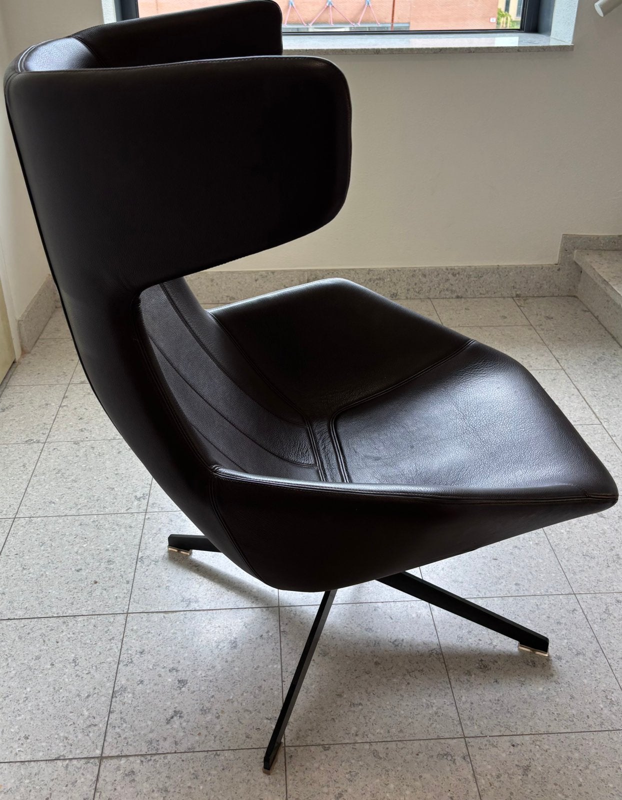 Moroso Design Stoel - Donkerbruin Leer, Ophalen, Gebruikt, Bruin, Leer