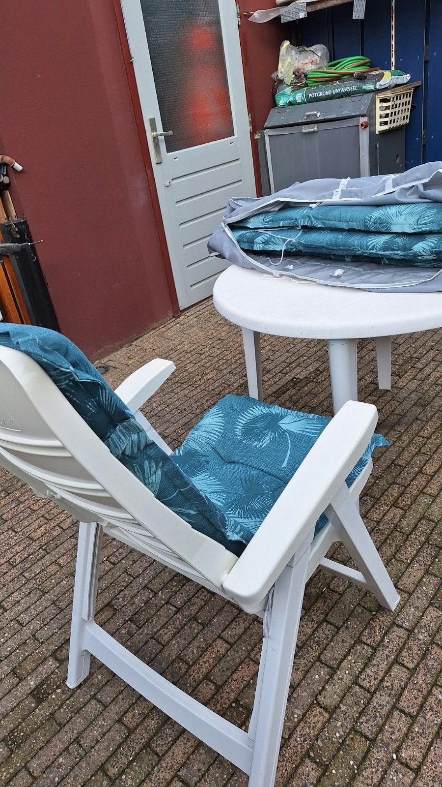Hartman tuinstoel met kussens, Tuin en Terras, Ophalen, Gebruikt, Kunststof
