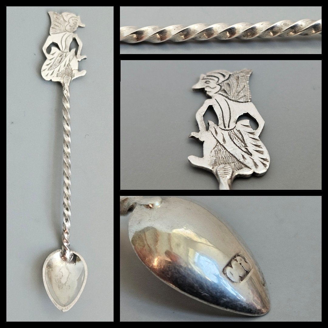 Antiek zilver,  djokja zilveren zoutlepeltje,  getorst., Antiek en Kunst, Ophalen of Verzenden