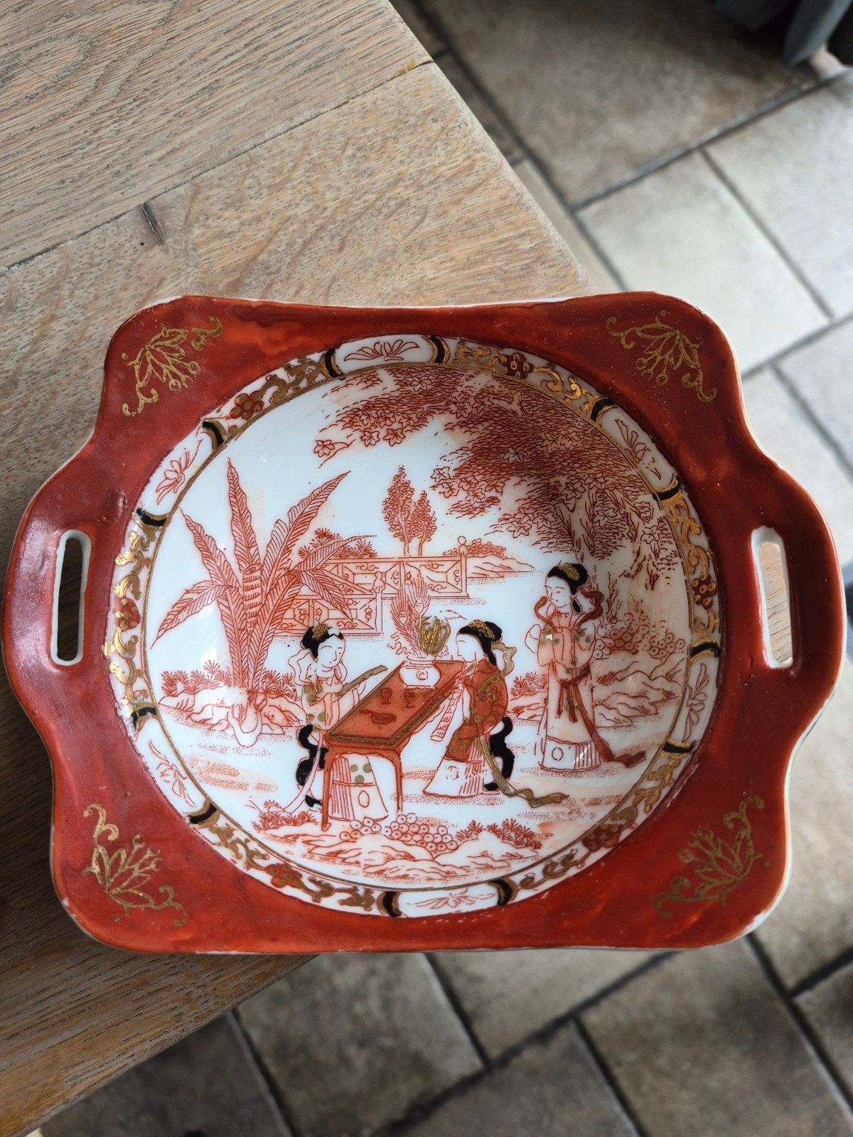 Antieke Maruku China schaal, Made in Japan, handgeschilderd, Ophalen of Verzenden