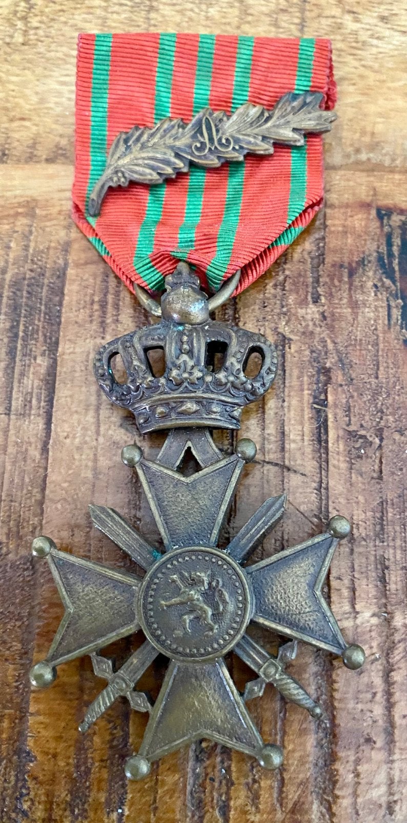 Belgisch Oorlogskruis 1914–1918 met palm (Croix de Guerre), Verzenden, Landmacht, Overige gebieden, Lintje, Medaille of Wings