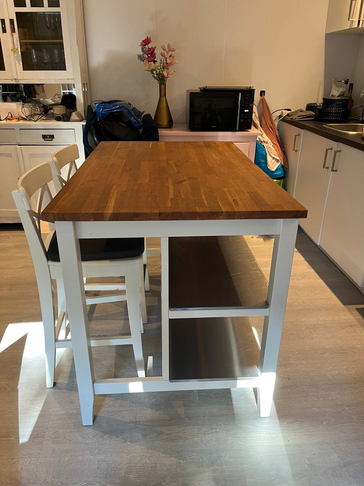 IKEA Tornviken keukeneiland met krukken compleet, Ophalen, Gebruikt, Inclusief barstoelen